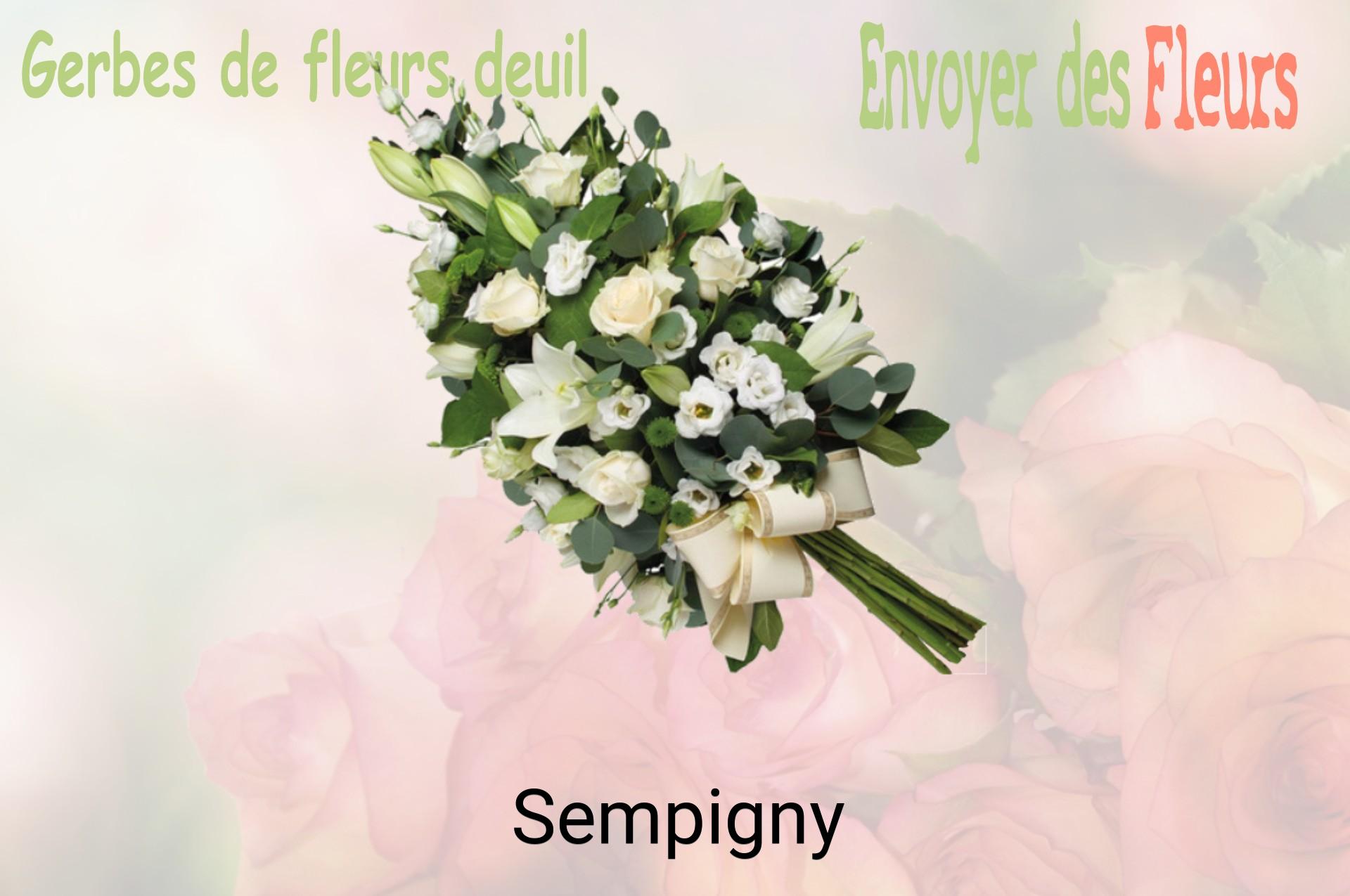 Gerbe de fleurs de deuil livrée à Sempigny